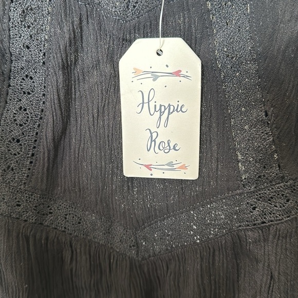 🟢Nwt HIPPIE ROSE
 CROCHET TRIM GAUZE TANK TOP - Picture 3 of 3